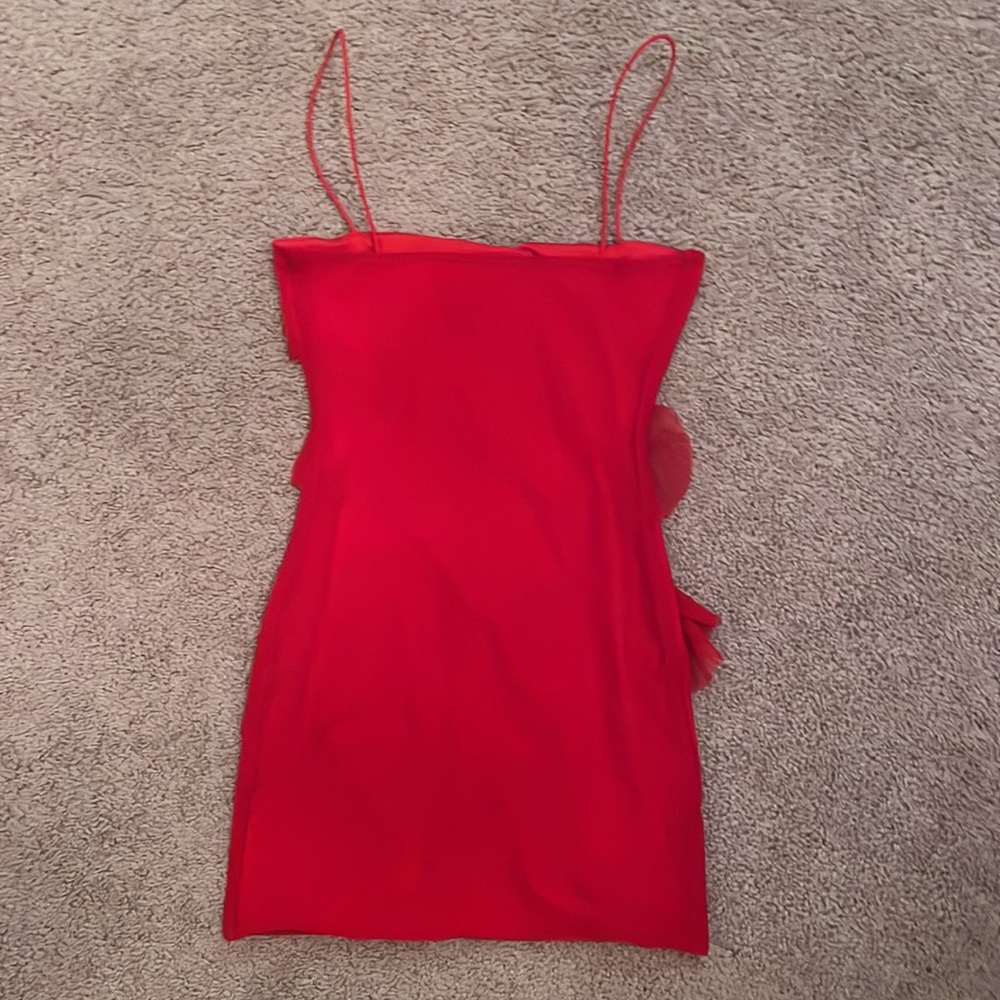 Red Mini Ruffled Dress - Picture 3 of 4